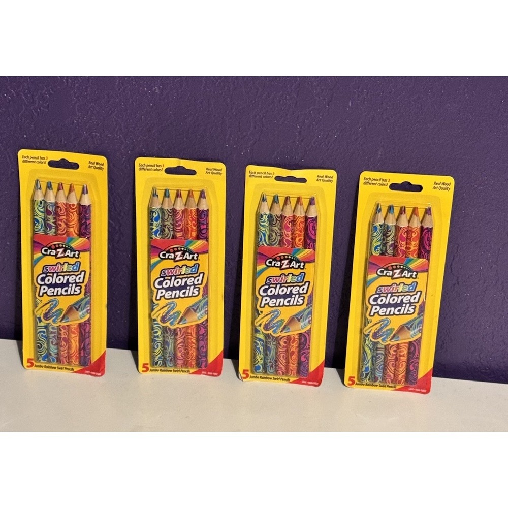 Cra-Z-Art Colored Pencils Jumbo Rainbow Swirl Lot Of 4 Crazyart CZ10419
